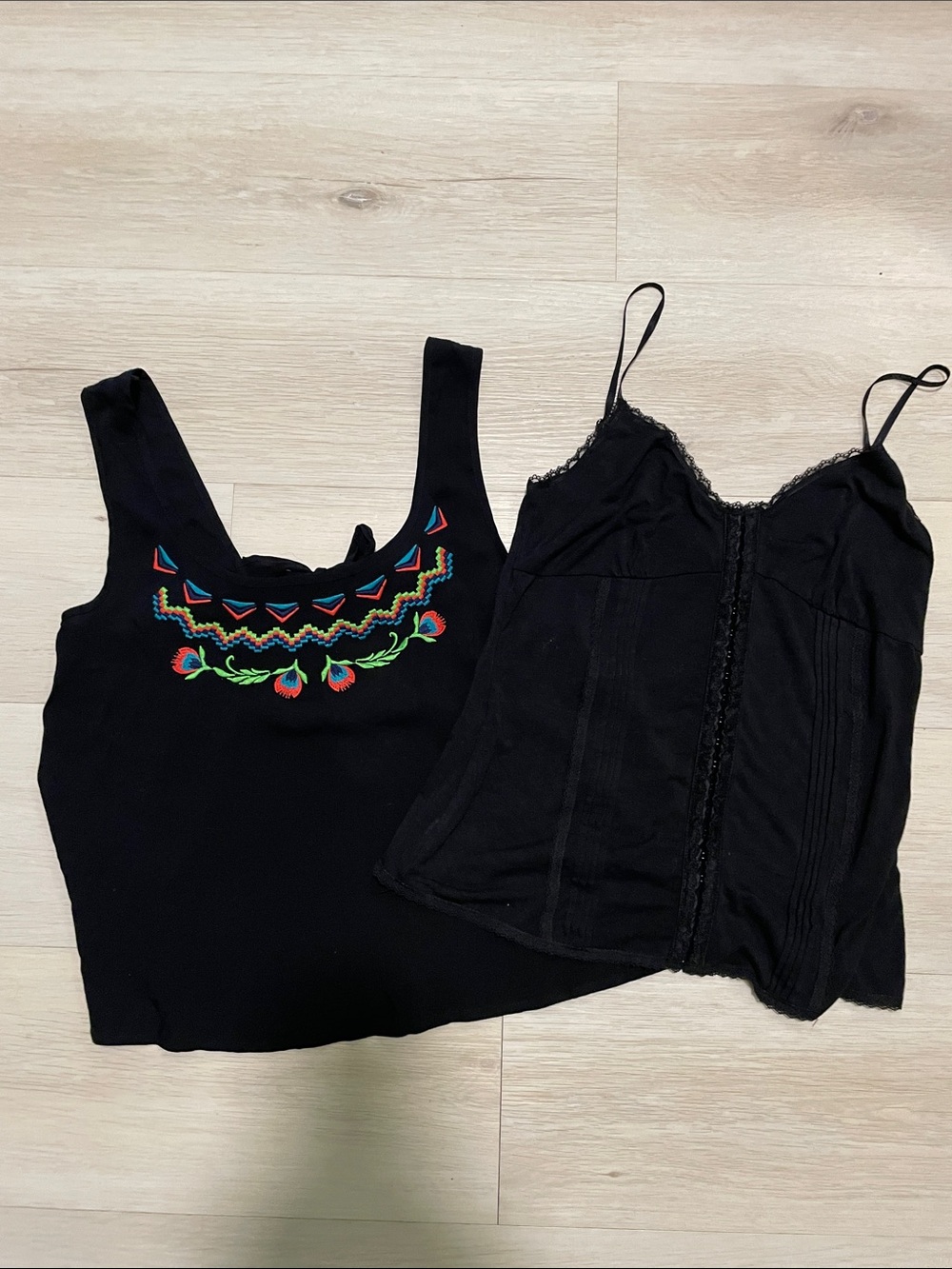 Black Embroidered Wet Seal Scoop Tank Top And Express Tank Top